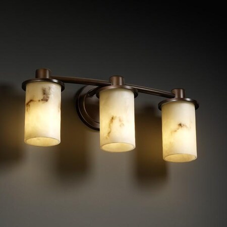 Justice Design Group LumenAria 3-Light Bath Bar - Dark Bronze Finish with Faux Alabaster Resin Shade